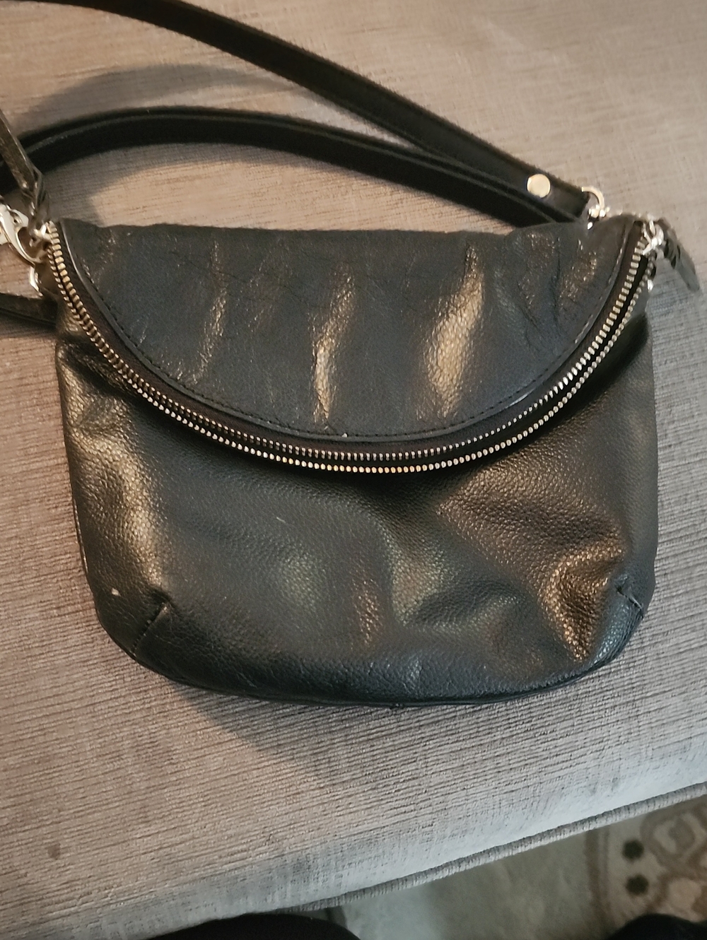 Black Leather Crossbody Bag - James Lakeland